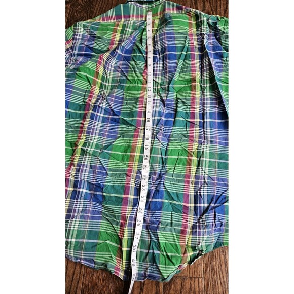 Ralph Lauren Long Sleeve Shirt Mens XXL Blue Green Plaid Classic Fit Red Pony - Picture 9 of 9